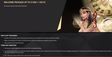 100% Match Bonus up to €300 in 1xSlots Casino: bonus terms