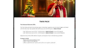 100% Match Bonus up to €100 in Twin Casino: welcome offer twin