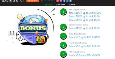 150% Welcome Bonus of up to $500 at Casino X.: Бонусы