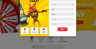 Crazy Fox Casino: Регистрация