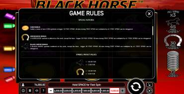 Black Horse: Таблица выплат