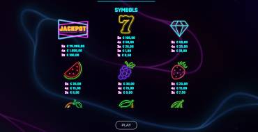 Sizzling Neon Jackpot: Таблица выплат