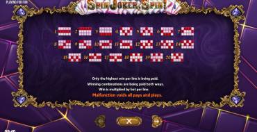 Spin Joker, Spin!: Игровые линии