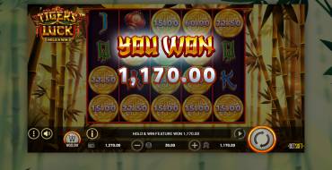 Tiger's Luck Hold&Win: Выигрыши