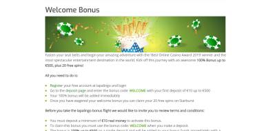 20 Free Spins on First Deposit at Lapalingo Casino: welcome bonus lapalingo